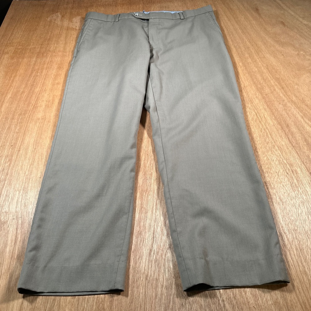 Ballin Dress Pants Mens 36x27 Tan Comfort-EZE Flat Front Wool Trousers